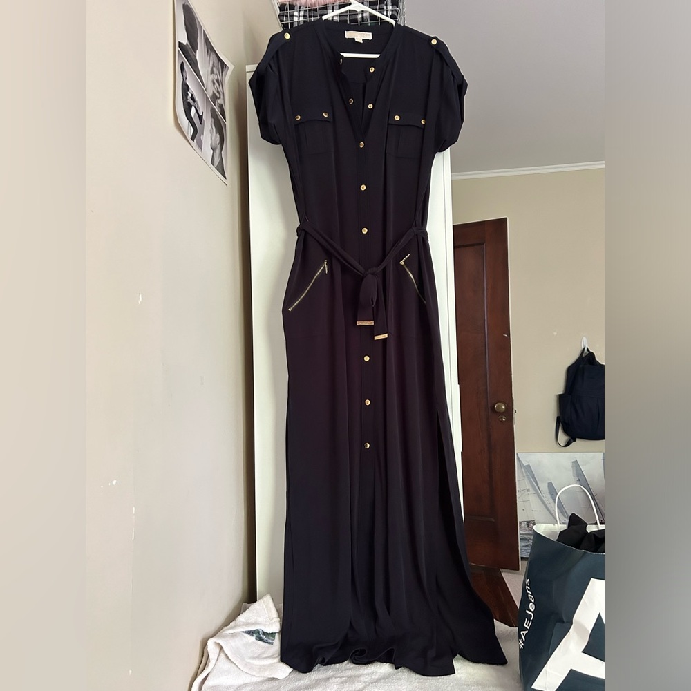 Micheal Kors maxi dress, navy blue and gold, perfect condition